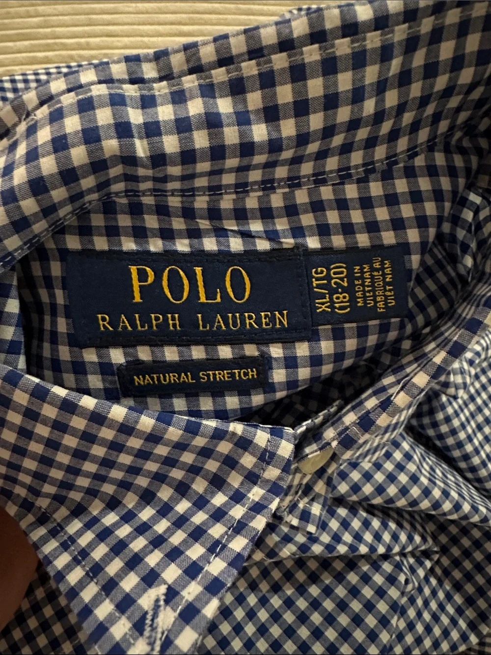 Ralph Lauren Navy and White Gingham Dress Shirt
